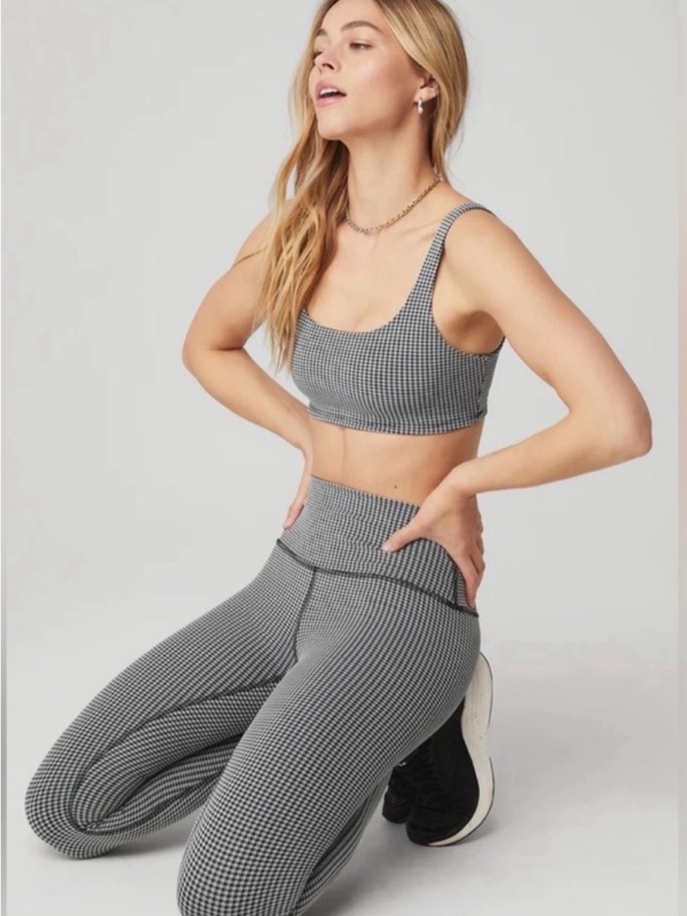 ALO Yoga Black & White Checkered Set - Size Small Leggings & Top